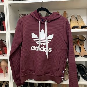 Burgundy Adidas Hoodie Sweatshirt